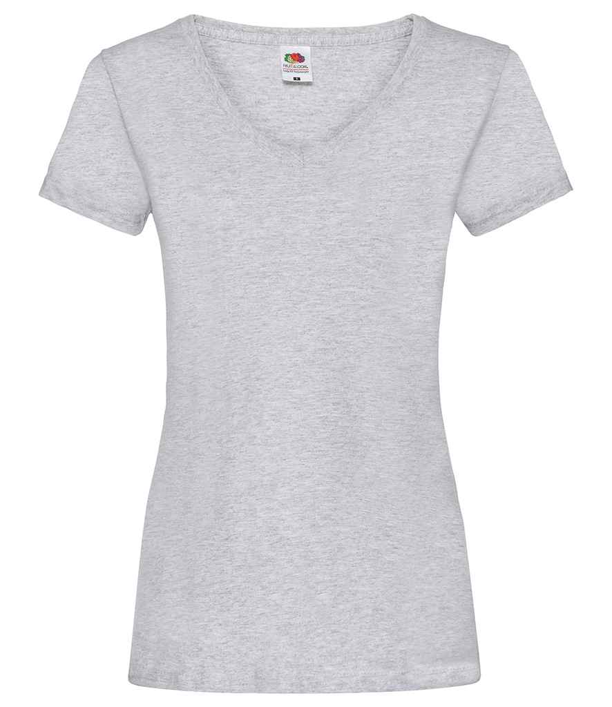 Fruit of the Loom Lady Fit Value V Neck T-Shirt in Heather Grey by Fruit of the Loom — Custom branded clothing by Print Press, featuring premium embroidery produced in our specialist print lab in the UK.
