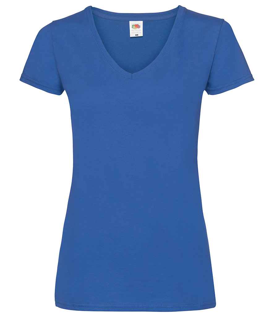 Fruit of the Loom Lady Fit Value V Neck T-Shirt in Royal Blue by Fruit of the Loom — Custom branded clothing by Print Press, featuring premium embroidery produced in our specialist print lab in the UK.