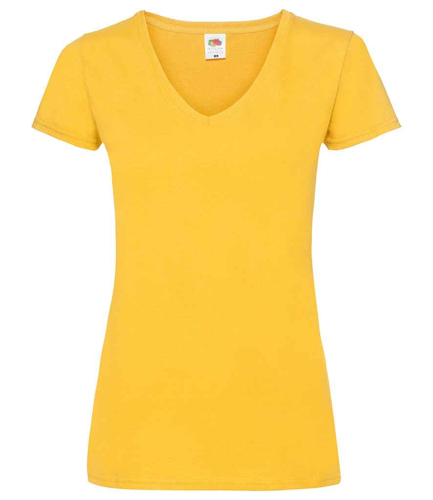 Fruit of the Loom Lady Fit Value V Neck T-Shirt in Sunflower by Fruit of the Loom — Custom branded clothing by Print Press, featuring premium embroidery produced in our specialist print lab in the UK.