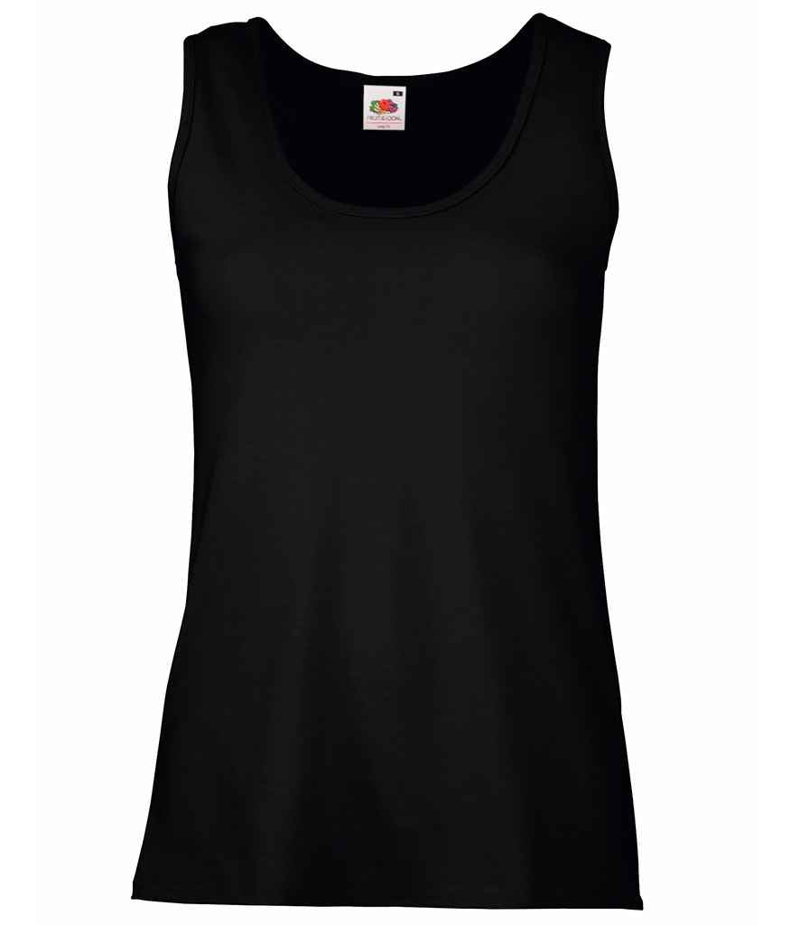 Fruit of the Loom Lady Fit Value Vest in Black by Fruit of the Loom — Custom branded clothing by Print Press, featuring premium embroidery produced in our specialist print lab in the UK.