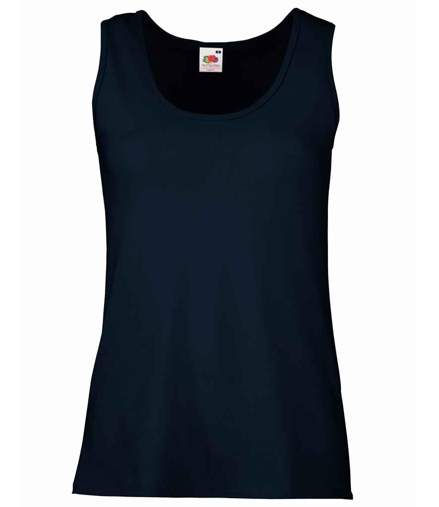 Fruit of the Loom Lady Fit Value Vest in Deep Navy by Fruit of the Loom — Custom branded clothing by Print Press, featuring premium embroidery produced in our specialist print lab in the UK.