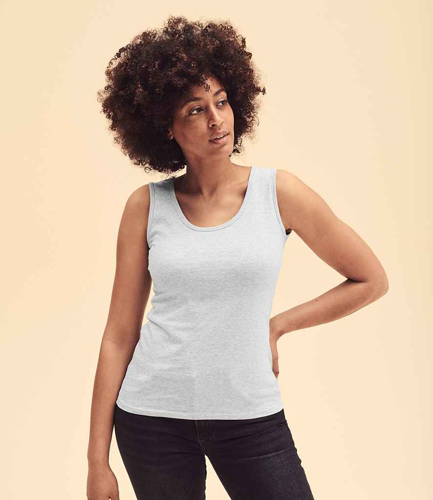 Fruit of the Loom Lady Fit Value Vest in Heather Grey by Fruit of the Loom — Custom branded clothing by Print Press, featuring premium embroidery produced in our specialist print lab in the UK.