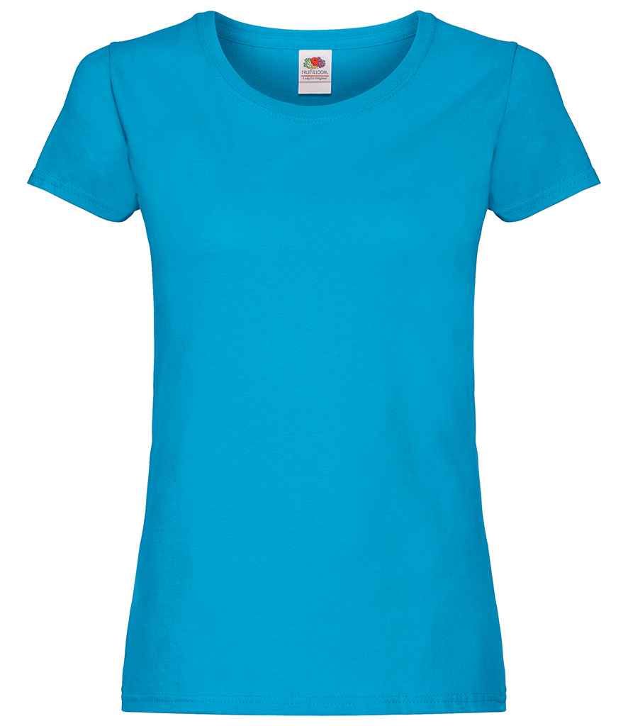 Fruit of the Loom Lady Fit Original T-Shirt - (2nd Colours) in Azure by Fruit of the Loom — Custom branded clothing by Print Press, featuring premium embroidery produced in our specialist print lab in the UK.