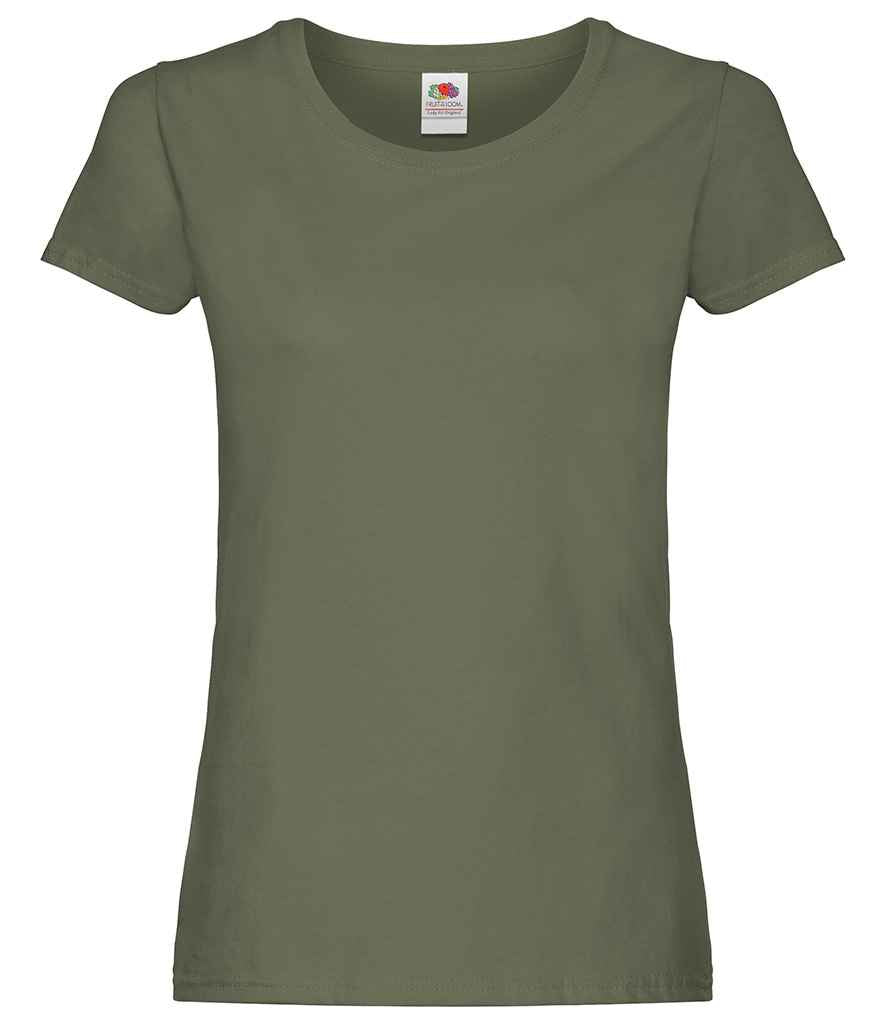 Fruit of the Loom Lady Fit Original T-Shirt in Classic Olive by Fruit of the Loom — Custom branded clothing by Print Press, featuring premium embroidery produced in our specialist print lab in the UK.