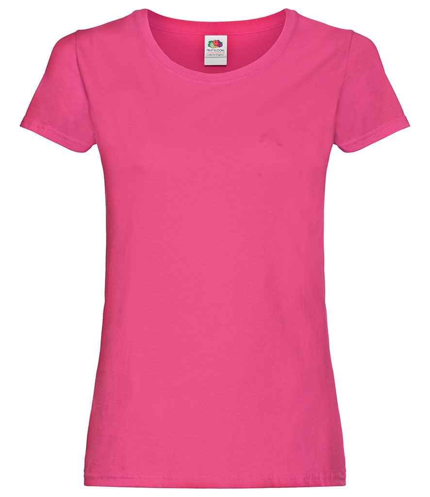 Fruit of the Loom Lady Fit Original T-Shirt in Fuchsia by Fruit of the Loom — Custom branded clothing by Print Press, featuring premium embroidery produced in our specialist print lab in the UK.