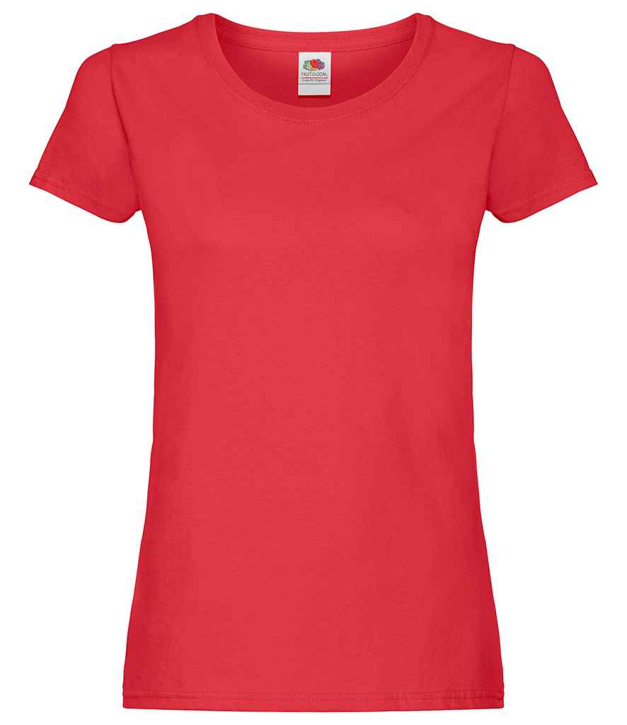 Fruit of the Loom Lady Fit Original T-Shirt in Red by Fruit of the Loom — Custom branded clothing by Print Press, featuring premium embroidery produced in our specialist print lab in the UK.