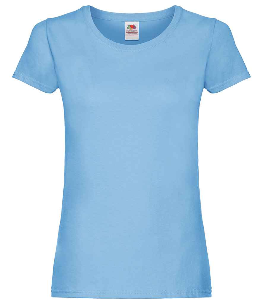 Fruit of the Loom Lady Fit Original T-Shirt in Sky Blue by Fruit of the Loom — Custom branded clothing by Print Press, featuring premium embroidery produced in our specialist print lab in the UK.