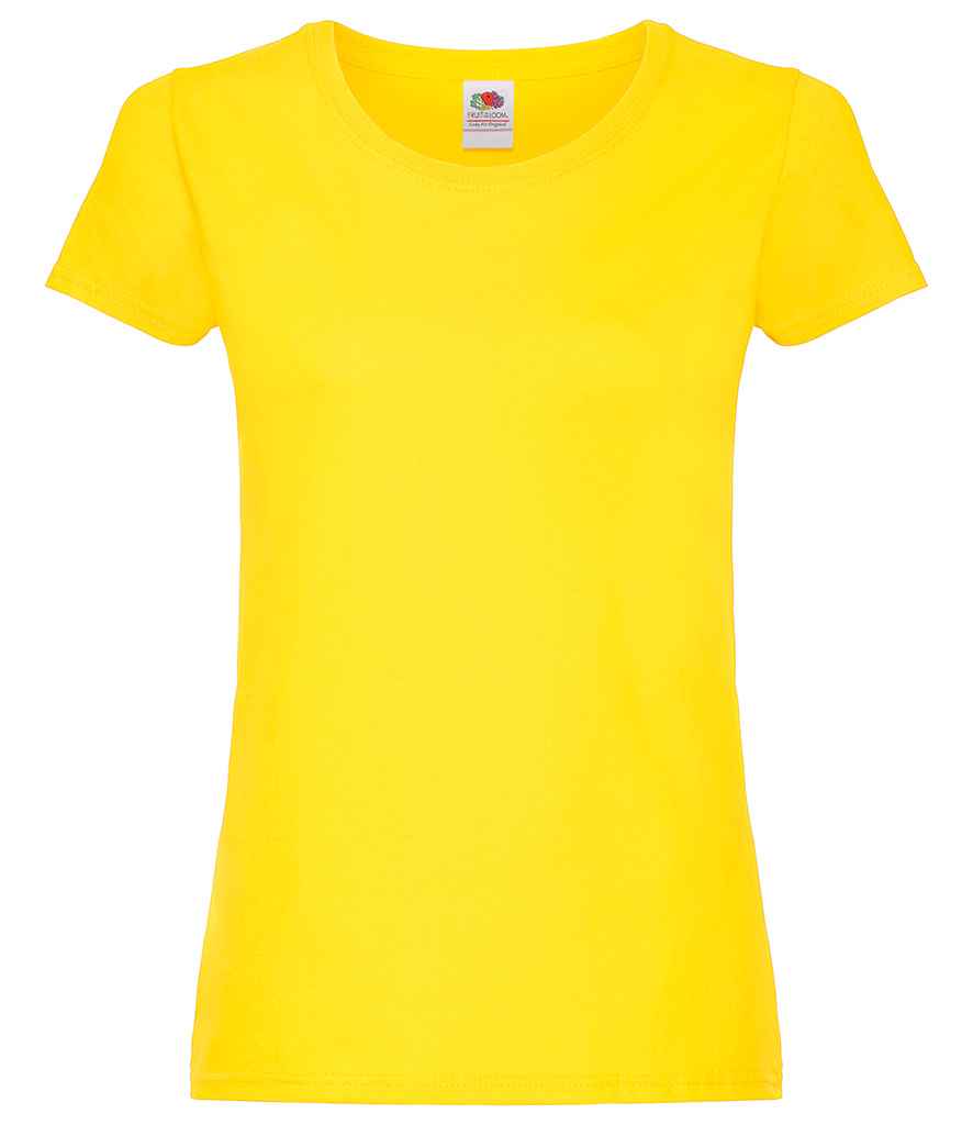 Fruit of the Loom Lady Fit Original T-Shirt in Yellow by Fruit of the Loom — Custom branded clothing by Print Press, featuring premium embroidery produced in our specialist print lab in the UK.