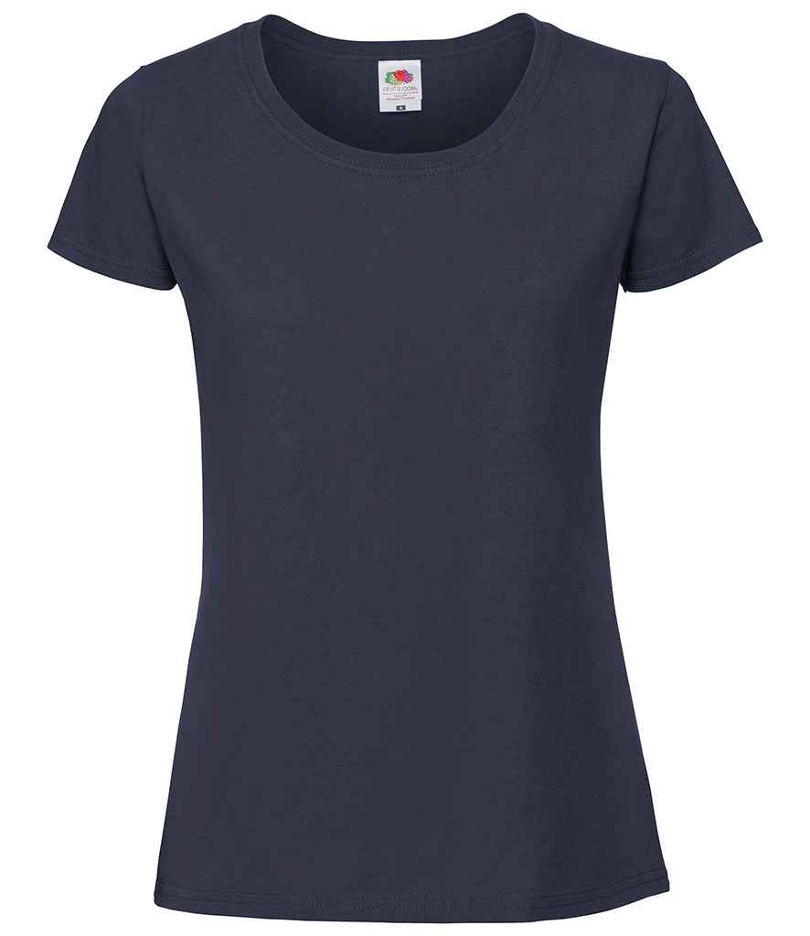 Fruit of the Loom Ladies Ringspun Premium T-Shirt in Deep Navy by Fruit of the Loom — Custom branded clothing by Print Press, featuring premium embroidery produced in our specialist print lab in the UK.