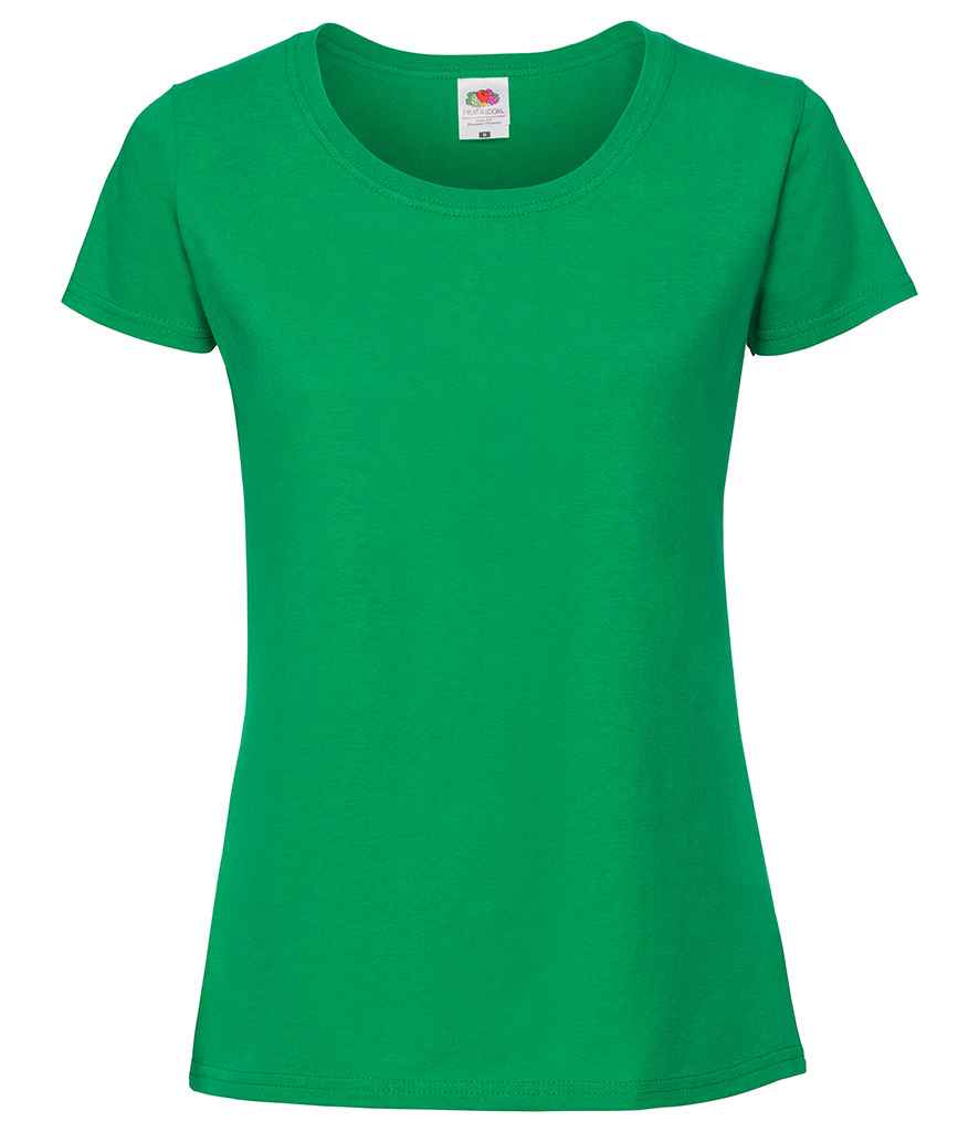 Fruit of the Loom Ladies Ringspun Premium T-Shirt in Kelly Green by Fruit of the Loom — Custom branded clothing by Print Press, featuring premium embroidery produced in our specialist print lab in the UK.