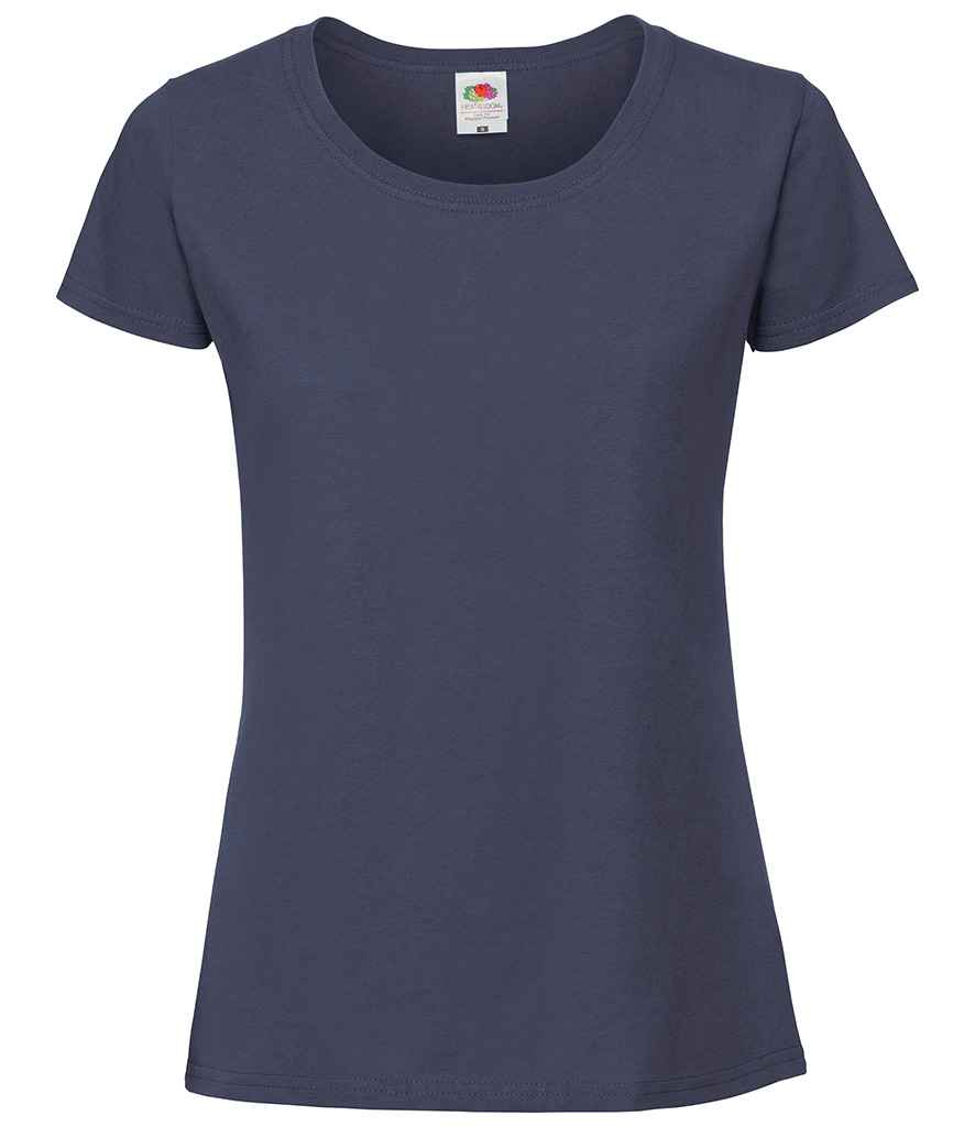 Fruit of the Loom Ladies Ringspun Premium T-Shirt in Navy by Fruit of the Loom — Custom branded clothing by Print Press, featuring premium embroidery produced in our specialist print lab in the UK.