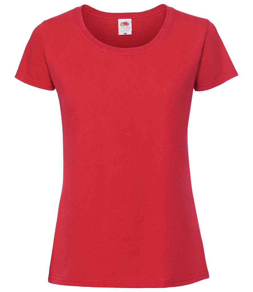 Fruit of the Loom Ladies Ringspun Premium T-Shirt in Red by Fruit of the Loom — Custom branded clothing by Print Press, featuring premium embroidery produced in our specialist print lab in the UK.