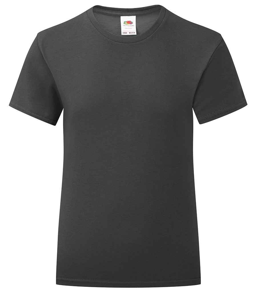 Fruit of the Loom Girls Iconic 150 T-Shirt in Black by Fruit of the Loom — Custom branded clothing by Print Press, featuring premium embroidery produced in our specialist print lab in the UK.