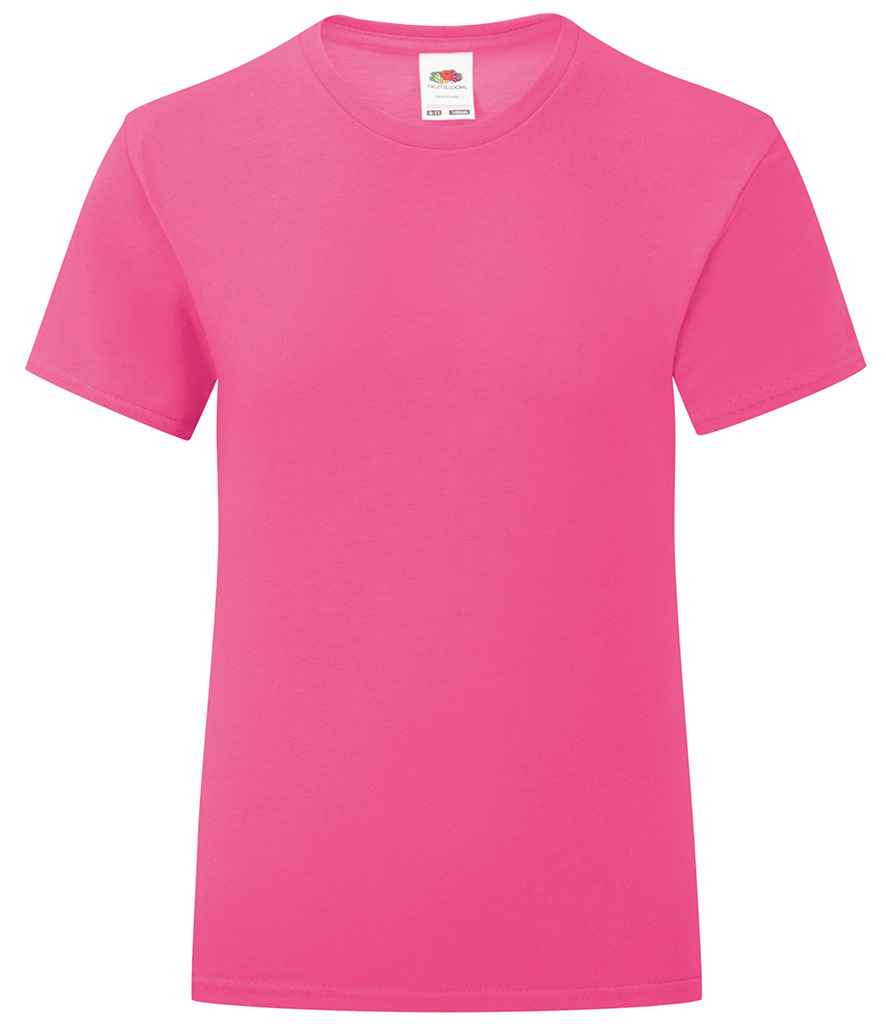 Fruit of the Loom Girls Iconic 150 T-Shirt in Fuchsia by Fruit of the Loom — Custom branded clothing by Print Press, featuring premium embroidery produced in our specialist print lab in the UK.