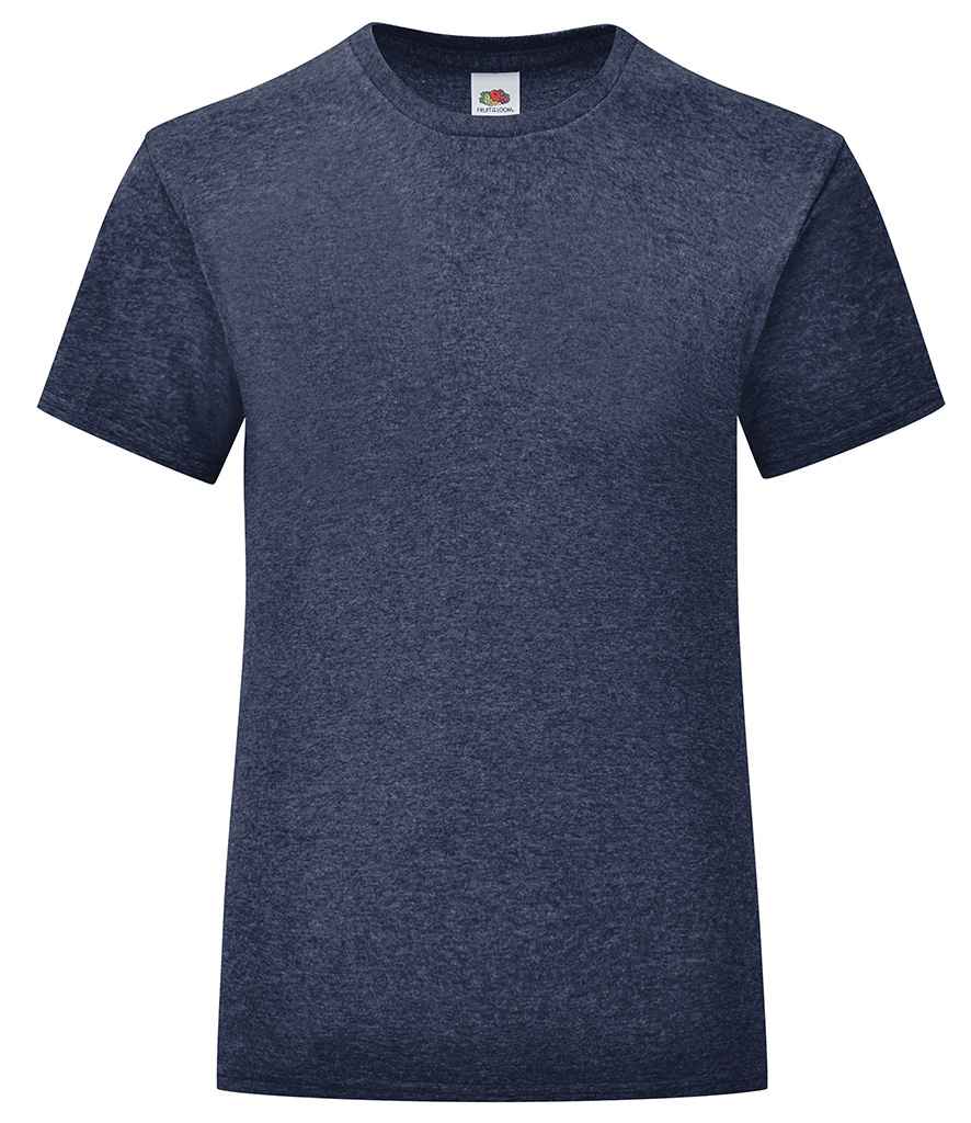 Fruit of the Loom Girls Iconic 150 T-Shirt in Heather Navy by Fruit of the Loom — Custom branded clothing by Print Press, featuring premium embroidery produced in our specialist print lab in the UK.