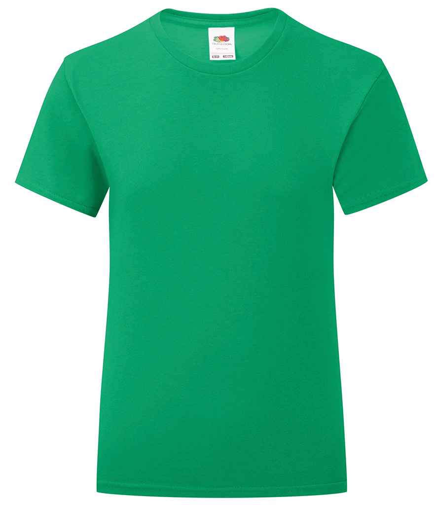 Fruit of the Loom Girls Iconic 150 T-Shirt in Kelly Green by Fruit of the Loom — Custom branded clothing by Print Press, featuring premium embroidery produced in our specialist print lab in the UK.