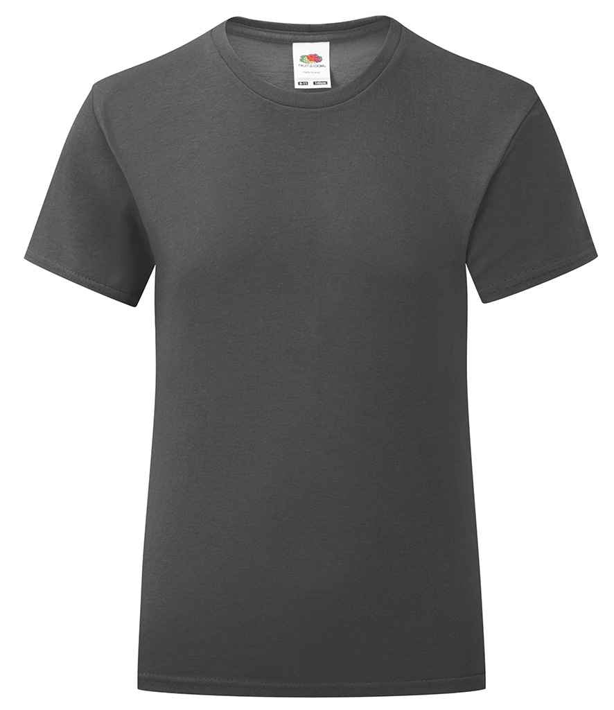 Fruit of the Loom Girls Iconic 150 T-Shirt in Light Graphite by Fruit of the Loom — Custom branded clothing by Print Press, featuring premium embroidery produced in our specialist print lab in the UK.