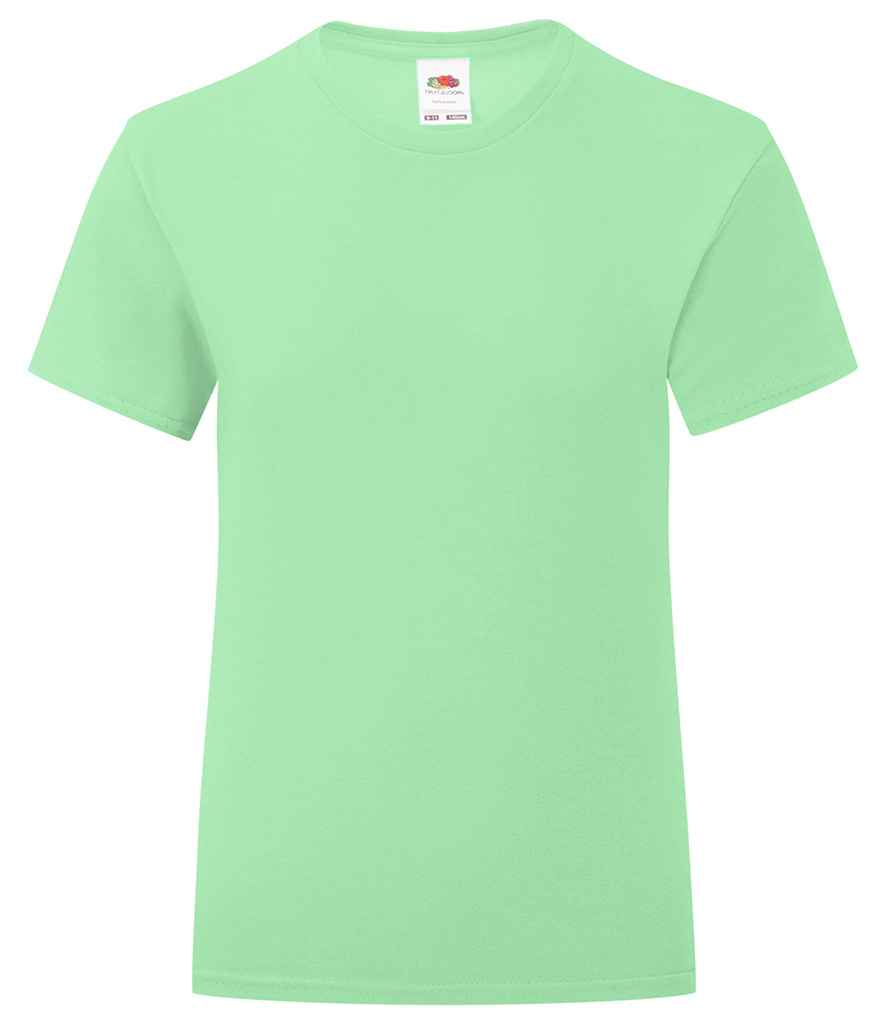 Fruit of the Loom Girls Iconic 150 T-Shirt in Neo Mint by Fruit of the Loom — Custom branded clothing by Print Press, featuring premium embroidery produced in our specialist print lab in the UK.