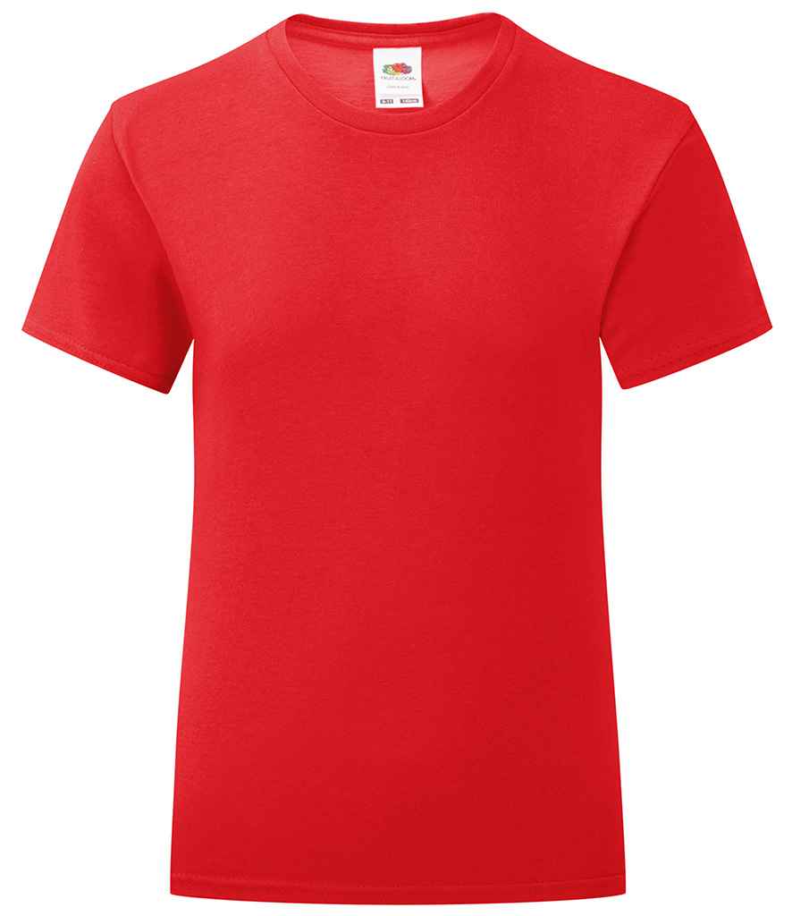 Fruit of the Loom Girls Iconic 150 T-Shirt in Red by Fruit of the Loom — Custom branded clothing by Print Press, featuring premium embroidery produced in our specialist print lab in the UK.