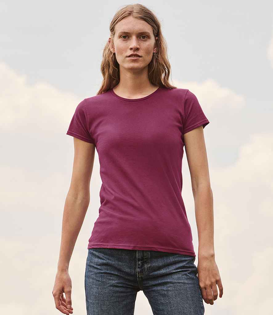 Fruit of the Loom Ladies Iconic 150 T-Shirt - (2nd Colours) in Burgundy by Fruit of the Loom — Custom branded clothing by Print Press, featuring premium embroidery produced in our specialist print lab in the UK.