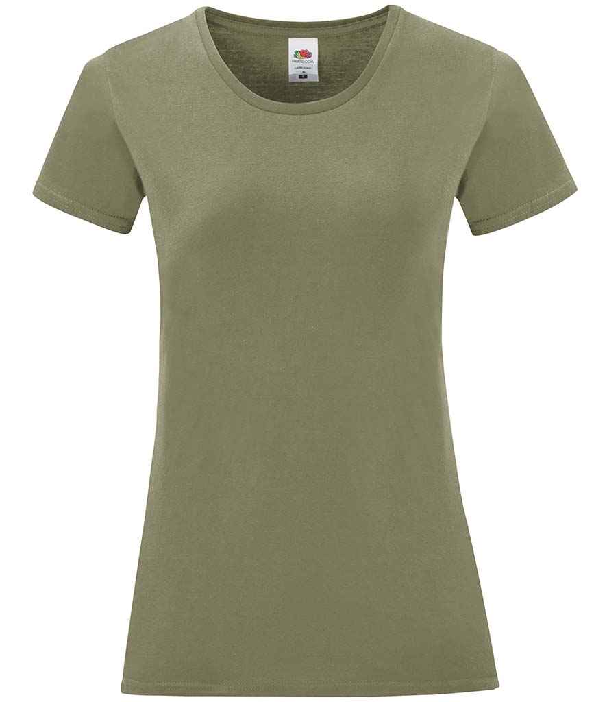 Fruit of the Loom Ladies Iconic 150 T-Shirt - (2nd Colours) in Classic Olive by Fruit of the Loom — Custom branded clothing by Print Press, featuring premium embroidery produced in our specialist print lab in the UK.
