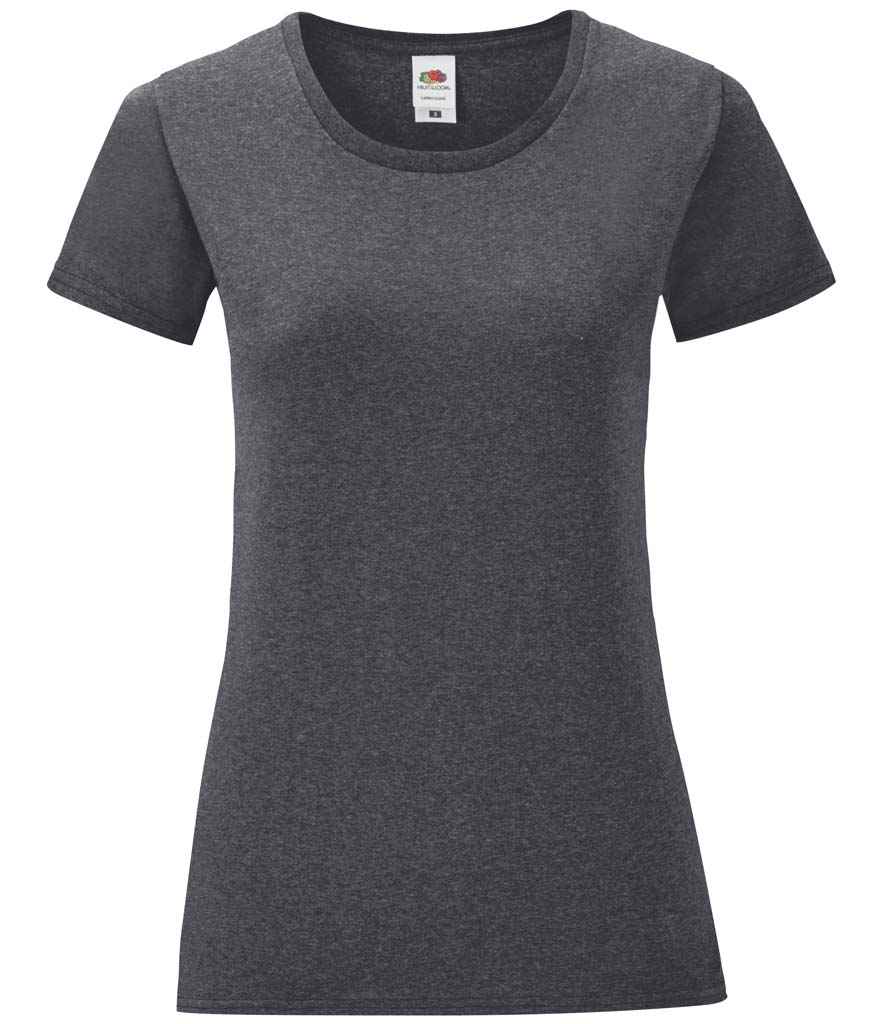Fruit of the Loom Ladies Iconic 150 T-Shirt - (2nd Colours) in Dark Heather by Fruit of the Loom — Custom branded clothing by Print Press, featuring premium embroidery produced in our specialist print lab in the UK.