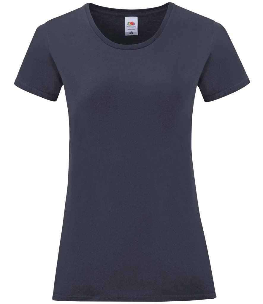 Fruit of the Loom Ladies Iconic 150 T-Shirt - (2nd Colours) in Deep Navy by Fruit of the Loom — Custom branded clothing by Print Press, featuring premium embroidery produced in our specialist print lab in the UK.