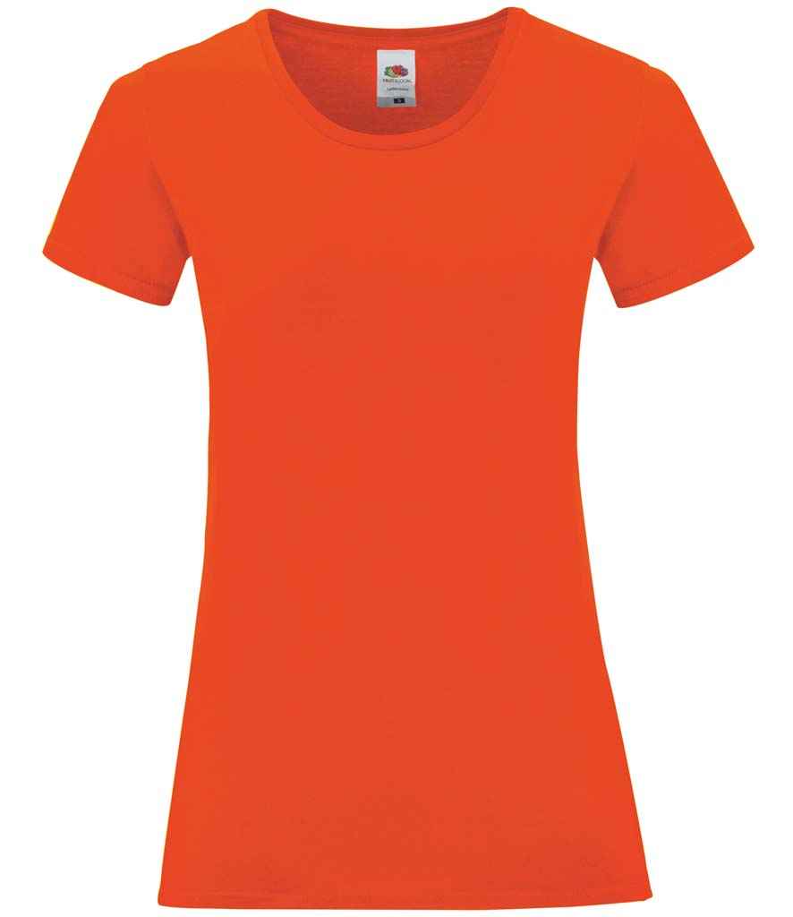 Fruit of the Loom Ladies Iconic 150 T-Shirt - (2nd Colours) in Flame by Fruit of the Loom — Custom branded clothing by Print Press, featuring premium embroidery produced in our specialist print lab in the UK.
