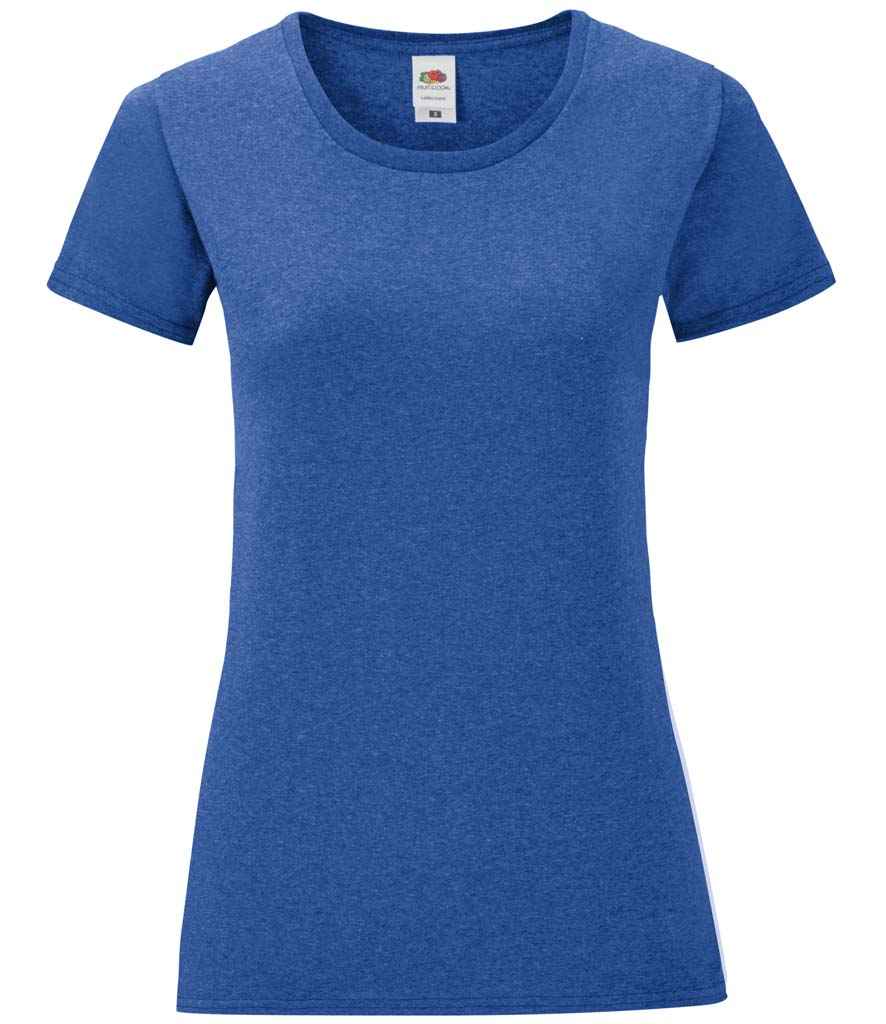 Fruit of the Loom Ladies Iconic 150 T-Shirt in Heather Royal by Fruit of the Loom — Custom branded clothing by Print Press, featuring premium embroidery produced in our specialist print lab in the UK.
