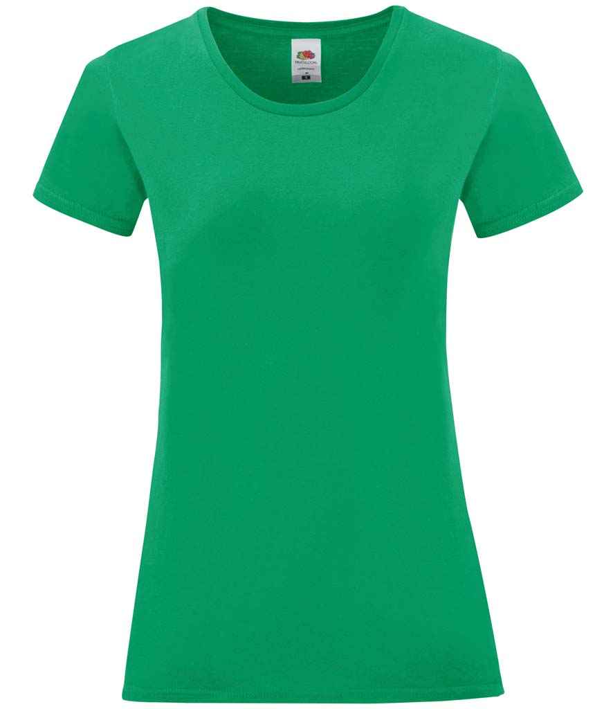 Fruit of the Loom Ladies Iconic 150 T-Shirt in Kelly Green by Fruit of the Loom — Custom branded clothing by Print Press, featuring premium embroidery produced in our specialist print lab in the UK.