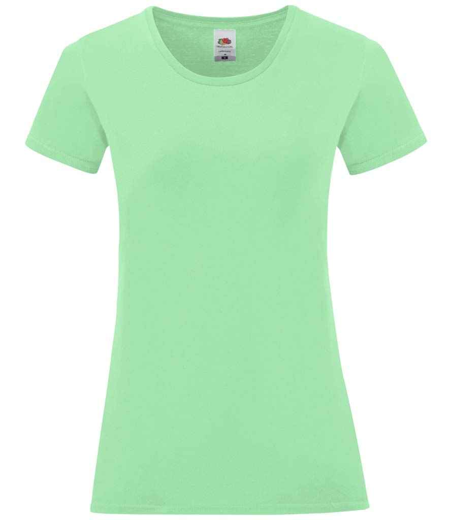 Fruit of the Loom Ladies Iconic 150 T-Shirt in Neo Mint by Fruit of the Loom — Custom branded clothing by Print Press, featuring premium embroidery produced in our specialist print lab in the UK.
