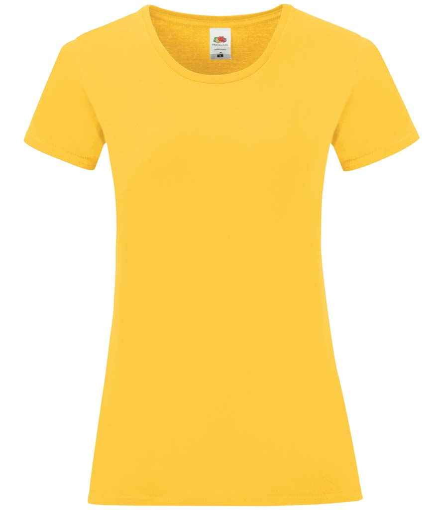 Fruit of the Loom Ladies Iconic 150 T-Shirt in Sunflower by Fruit of the Loom — Custom branded clothing by Print Press, featuring premium embroidery produced in our specialist print lab in the UK.