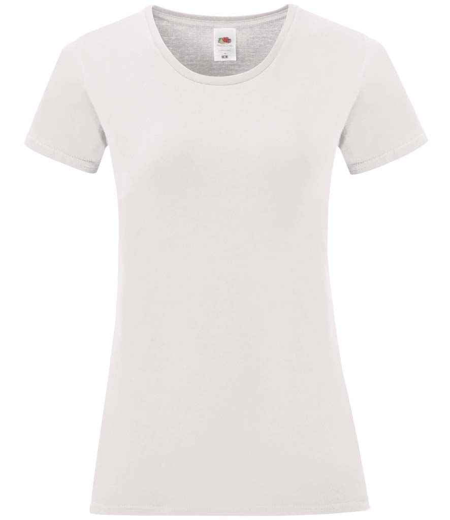 Fruit of the Loom Ladies Iconic 150 T-Shirt in White by Fruit of the Loom — Custom branded clothing by Print Press, featuring premium embroidery produced in our specialist print lab in the UK.