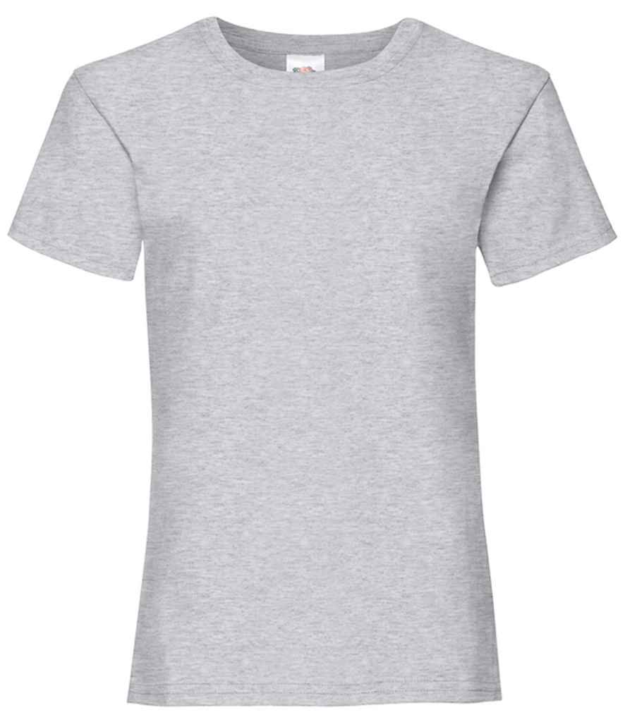 Fruit of the Loom Girls Value T-Shirt in Heather Grey by Fruit of the Loom — Custom branded clothing by Print Press, featuring premium embroidery produced in our specialist print lab in the UK.