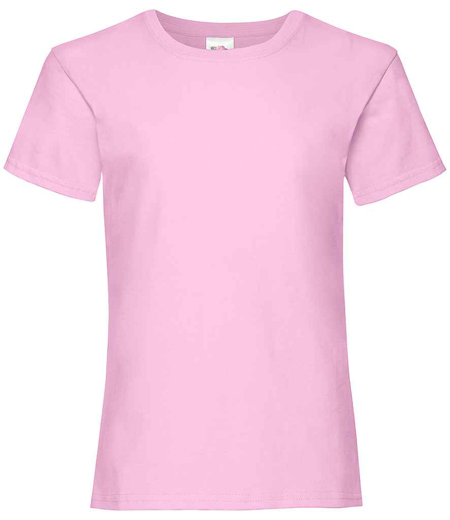 Fruit of the Loom Girls Value T-Shirt in Light Pink by Fruit of the Loom — Custom branded clothing by Print Press, featuring premium embroidery produced in our specialist print lab in the UK.