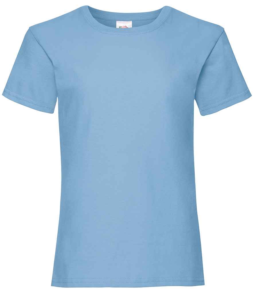 Fruit of the Loom Girls Value T-Shirt in Sky Blue by Fruit of the Loom — Custom branded clothing by Print Press, featuring premium embroidery produced in our specialist print lab in the UK.