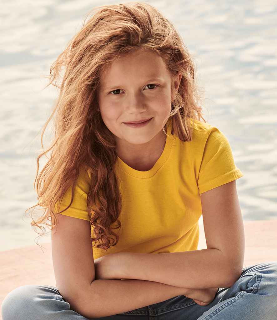 Fruit of the Loom Girls Value T-Shirt in Sunflower by Fruit of the Loom — Custom branded clothing by Print Press, featuring premium embroidery produced in our specialist print lab in the UK.