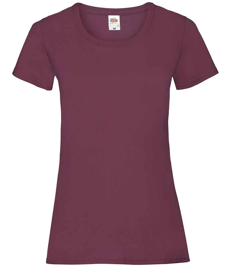 Fruit of the Loom Lady Fit Value T-Shirt - (2nd Colours) in Burgundy by Fruit of the Loom — Custom branded clothing by Print Press, featuring premium embroidery produced in our specialist print lab in the UK.