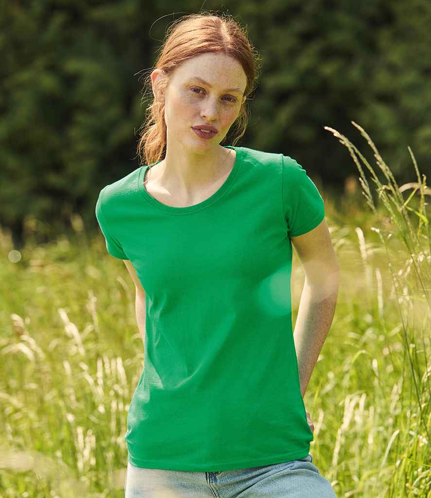 Fruit of the Loom Lady Fit Value T-Shirt in Kelly Green by Fruit of the Loom — Custom branded clothing by Print Press, featuring premium embroidery produced in our specialist print lab in the UK.
