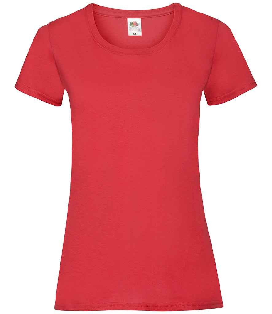 Fruit of the Loom Lady Fit Value T-Shirt in Red by Fruit of the Loom — Custom branded clothing by Print Press, featuring premium embroidery produced in our specialist print lab in the UK.
