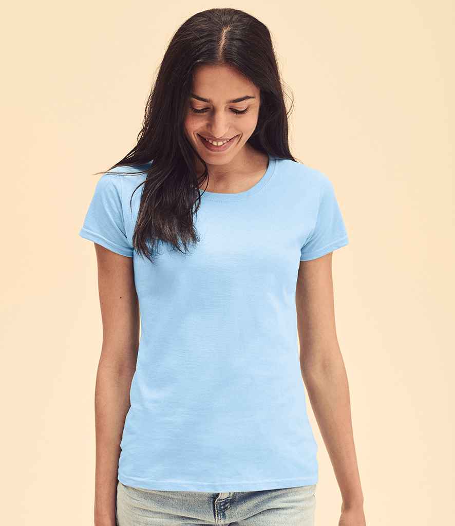 Fruit of the Loom Lady Fit Value T-Shirt in Sky Blue by Fruit of the Loom — Custom branded clothing by Print Press, featuring premium embroidery produced in our specialist print lab in the UK.