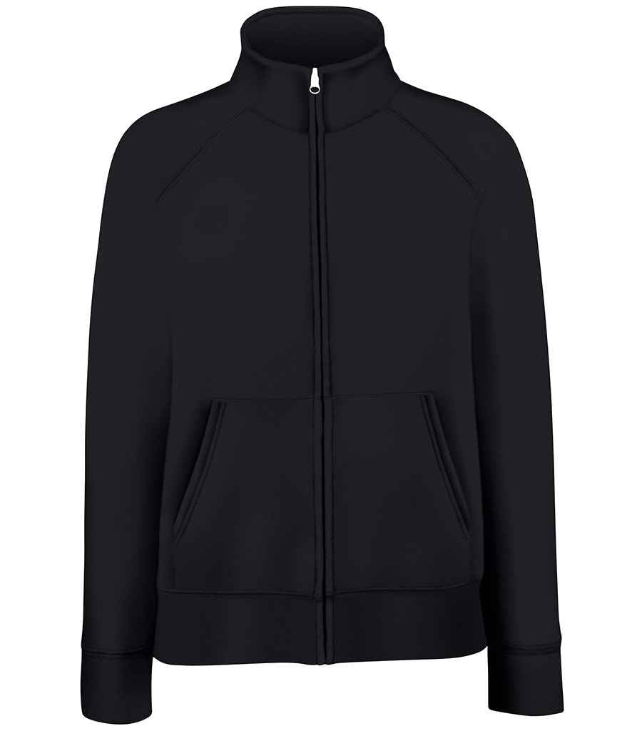 Fruit of the Loom Premium Lady Fit Sweat Jacket in Black by Fruit of the Loom — Custom branded clothing by Print Press, featuring premium embroidery produced in our specialist print lab in the UK.