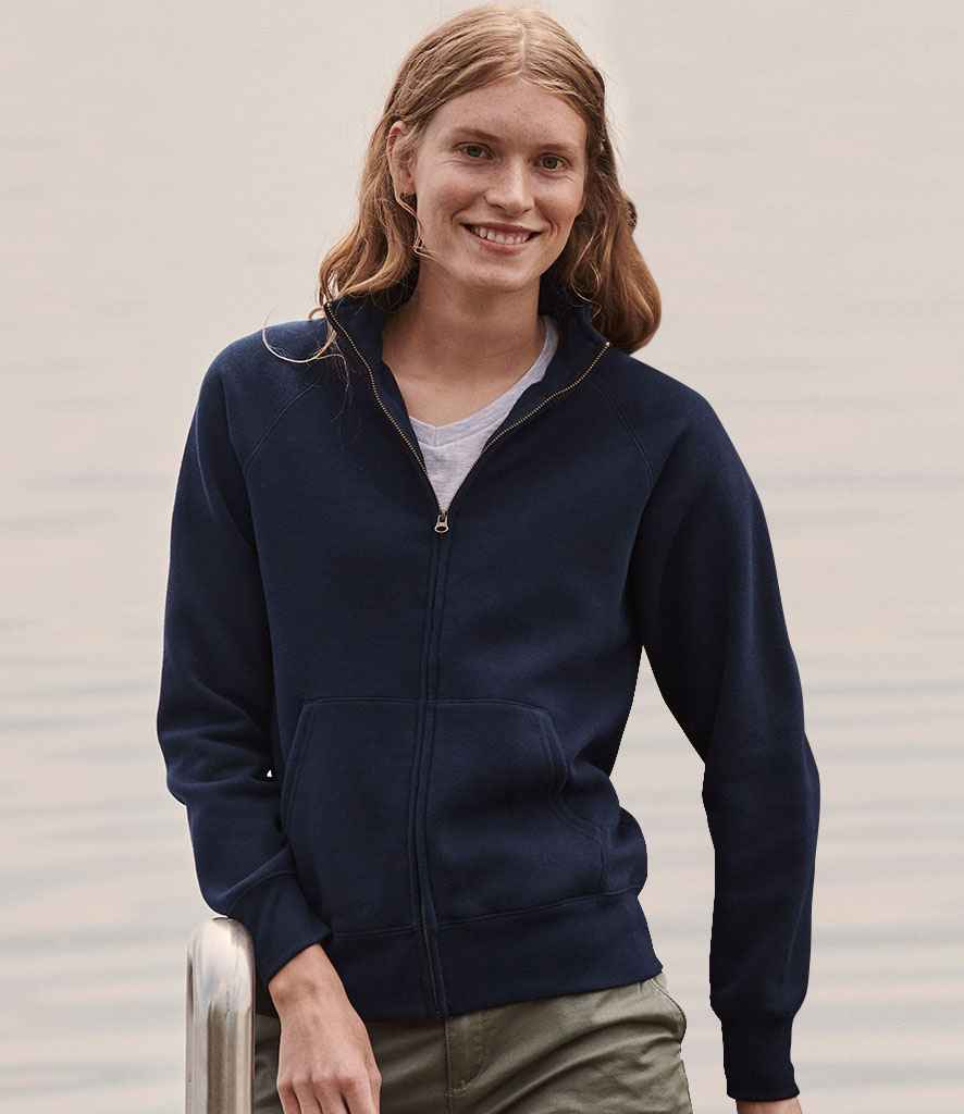 Fruit of the Loom Premium Lady Fit Sweat Jacket in Deep Navy by Fruit of the Loom — Custom branded clothing by Print Press, featuring premium embroidery produced in our specialist print lab in the UK.