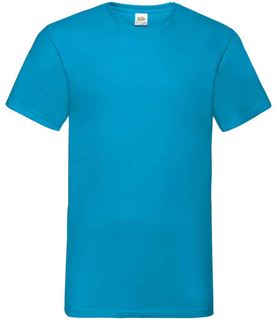 Fruit of the Loom V Neck Value T-Shirt in Azure by Fruit of the Loom — Custom branded clothing by Print Press, featuring premium embroidery produced in our specialist print lab in the UK.