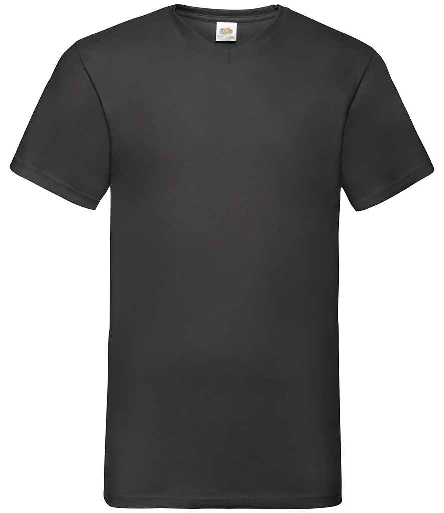 Fruit of the Loom V Neck Value T-Shirt in Black by Fruit of the Loom — Custom branded clothing by Print Press, featuring premium embroidery produced in our specialist print lab in the UK.