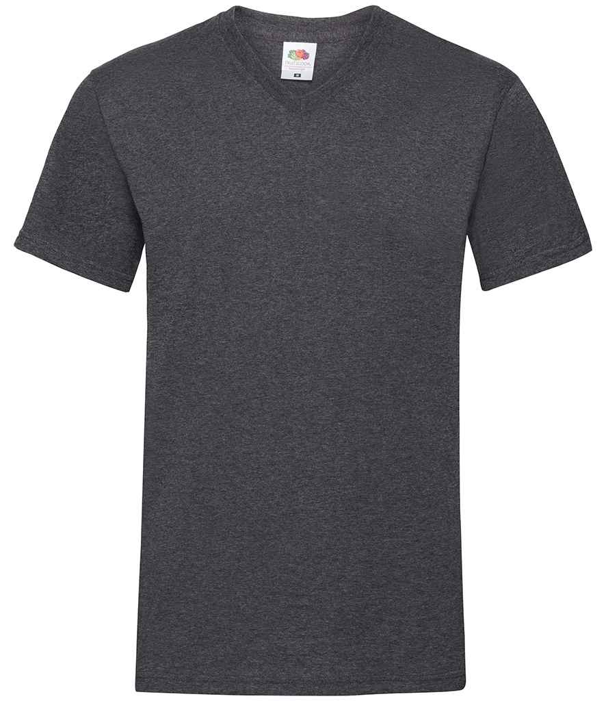 Fruit of the Loom V Neck Value T-Shirt in Dark Heather by Fruit of the Loom — Custom branded clothing by Print Press, featuring premium embroidery produced in our specialist print lab in the UK.