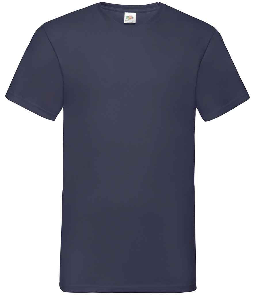 Fruit of the Loom V Neck Value T-Shirt in Deep Navy by Fruit of the Loom — Custom branded clothing by Print Press, featuring premium embroidery produced in our specialist print lab in the UK.