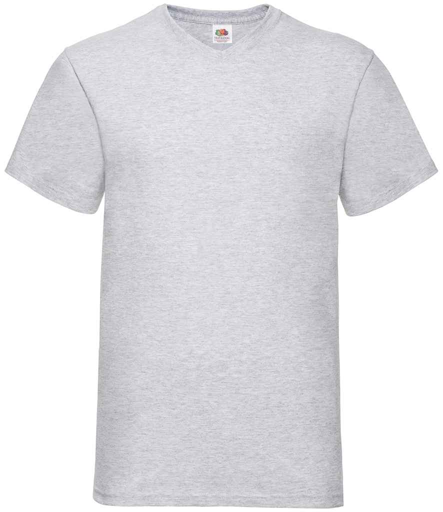 Fruit of the Loom V Neck Value T-Shirt in Heather Grey by Fruit of the Loom — Custom branded clothing by Print Press, featuring premium embroidery produced in our specialist print lab in the UK.