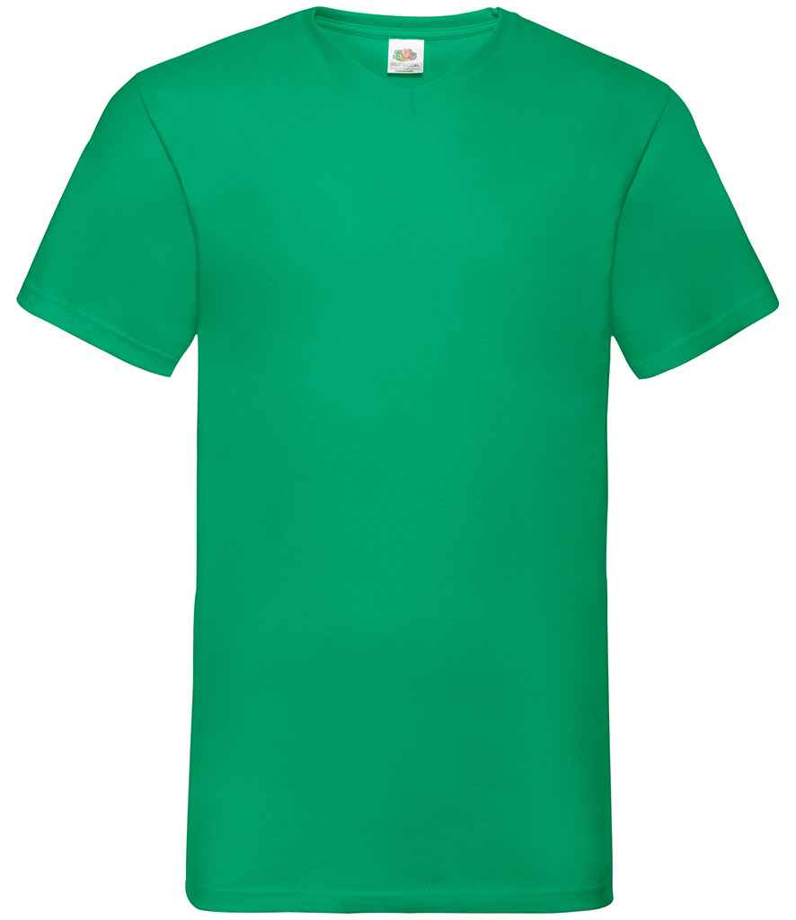 Fruit of the Loom V Neck Value T-Shirt in Kelly Green by Fruit of the Loom — Custom branded clothing by Print Press, featuring premium embroidery produced in our specialist print lab in the UK.