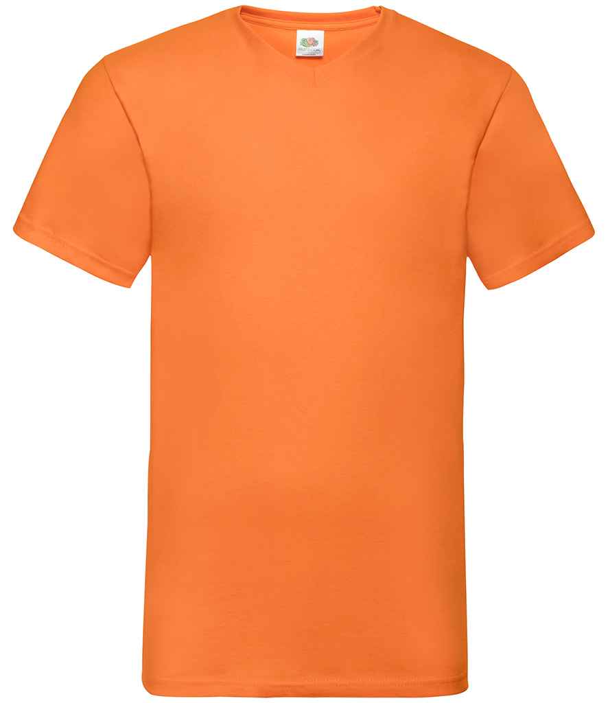 Fruit of the Loom V Neck Value T-Shirt in Orange by Fruit of the Loom — Custom branded clothing by Print Press, featuring premium embroidery produced in our specialist print lab in the UK.